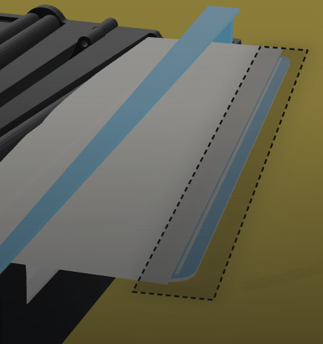 Sticky edge parallel to the lines, side view
