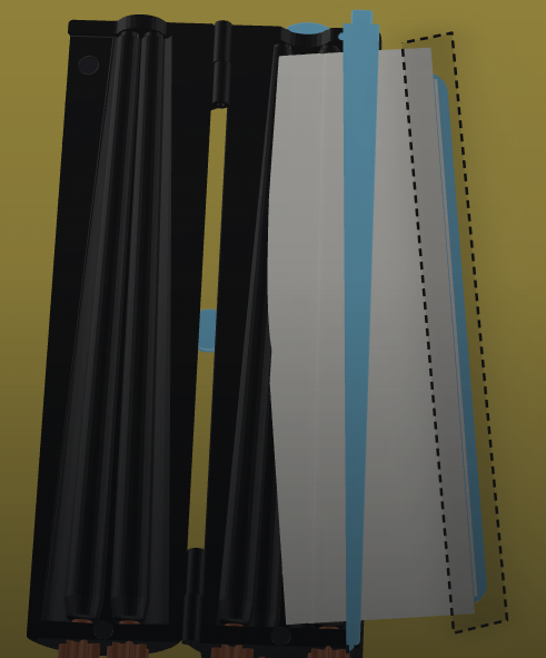 Sticky edge parallel to the lines, top view